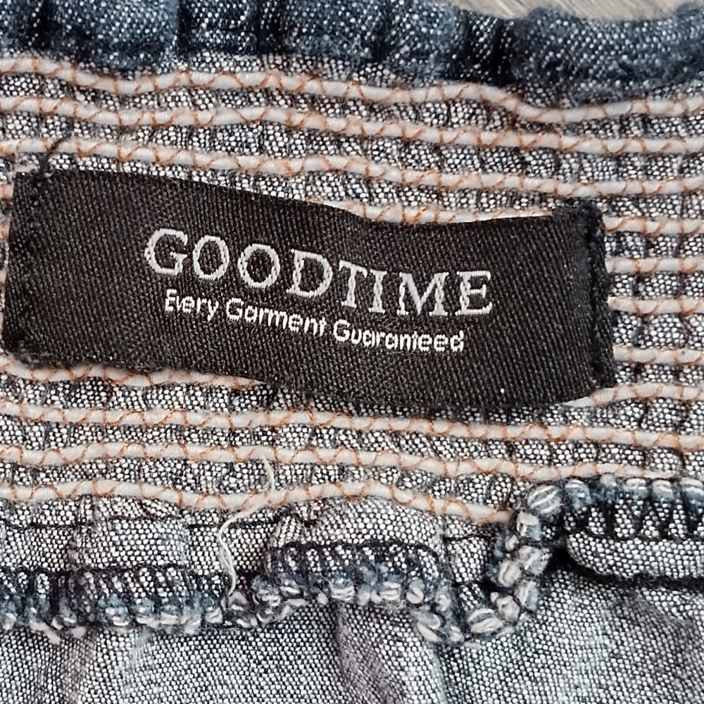 Denim-Look Ruffled Button Front Jumper - Picture 3 of 4